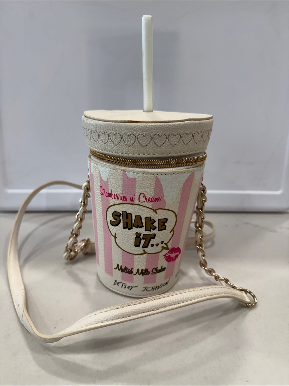 Betsey Johnson Pink & Cream 'Shake It' Strawberries Crossbody
